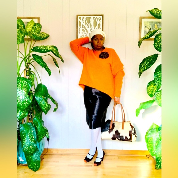 ✨ H & M✨ Tangerine Oversized High-Low Crew Neck Sweater - Picture 9 of 10
